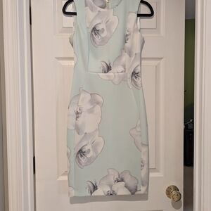 Calvin Klein Green Sheath Midi Dress Crew Neck Sleeveless